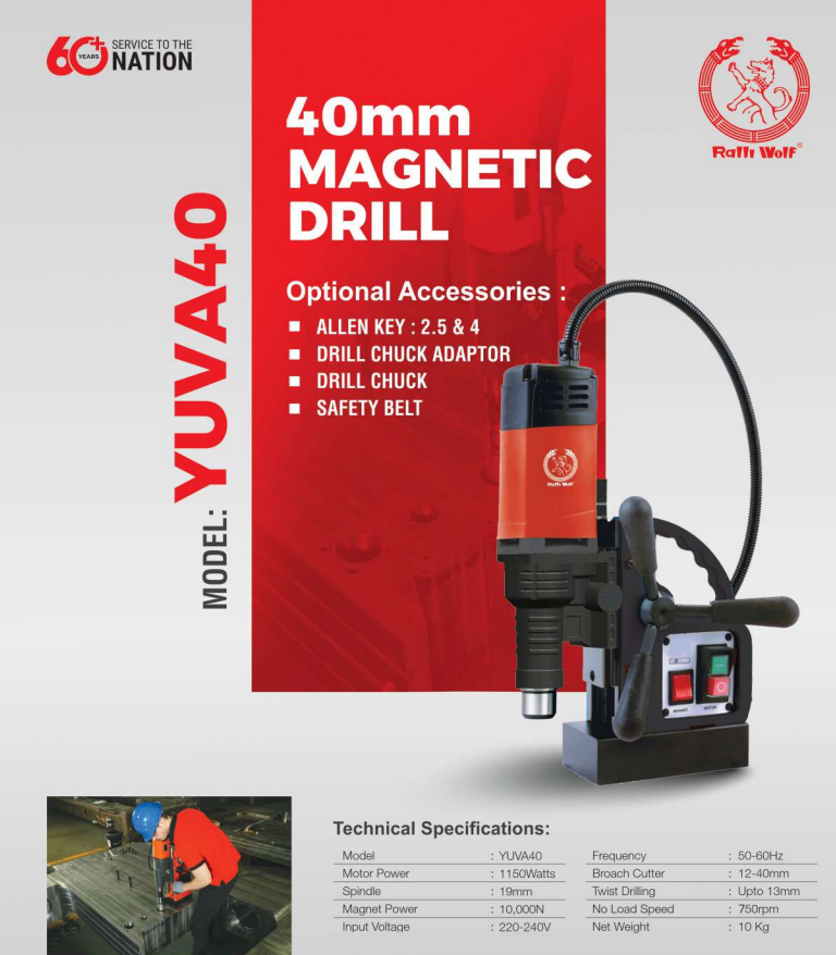 Ralli Wolf YUVA40 40mm Magnetic Core Drill 1150W