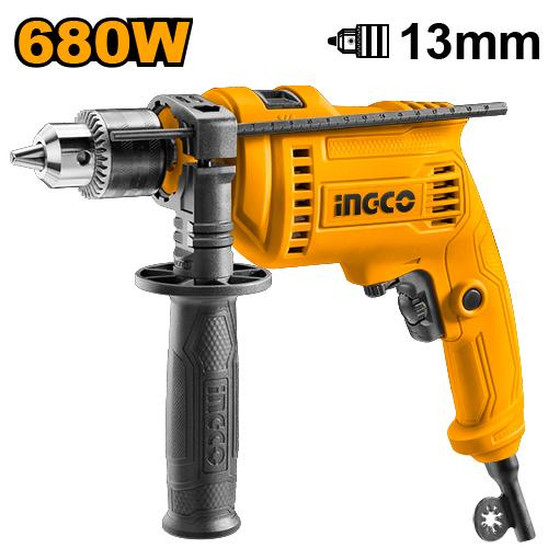 INGCO ID6808 680W 13mm Impact Drill with Hammer Function Variable Speed and Side Handle