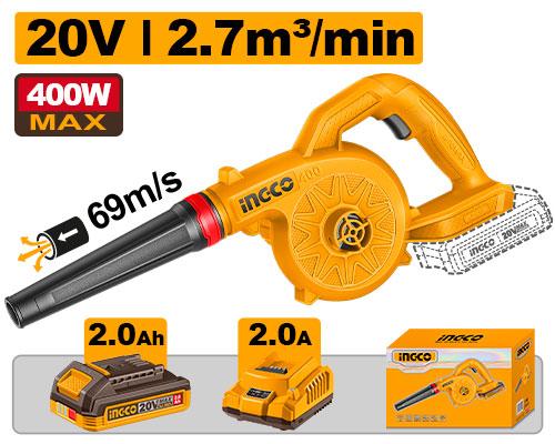 INGCO CABLI20781 Cordless Blower 20V - 2.7m³/min with 2.0Ah Battery