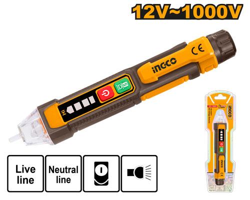 INGCO VD100091 AC Voltage Detector 12V–1000V Non-Contact NCV with LED Flashlight