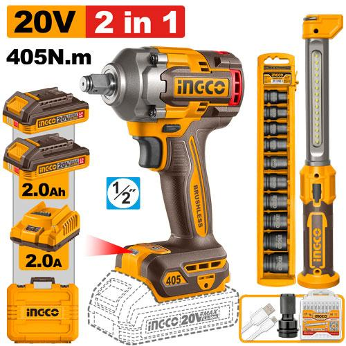 INGCO Cordless 2 Pcs Combo Kit 20V COSLI23056