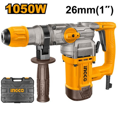 INGCO RH10506 1050W 26mm SDS Plus Rotary Hammer with Side Handle and BMC Case