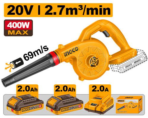 INGCO CABLI20782 Cordless Blower 20V with 2 batteries and charger