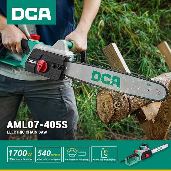 DCA AML07-405S 1700W Electric Chain Saw 540m/min with Tool-Free Tensioning and Auto Oil Pumping