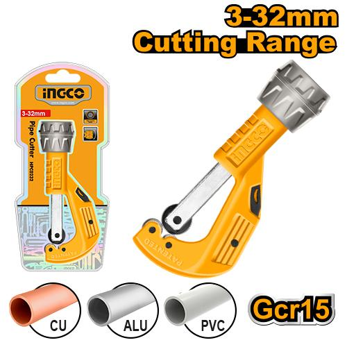 INGCO HPC0232 Rotary Pipe Cutter 3-32mm GCr15 Blade Aluminium Knob Copper Aluminium PVC Pipes Sliding Card
