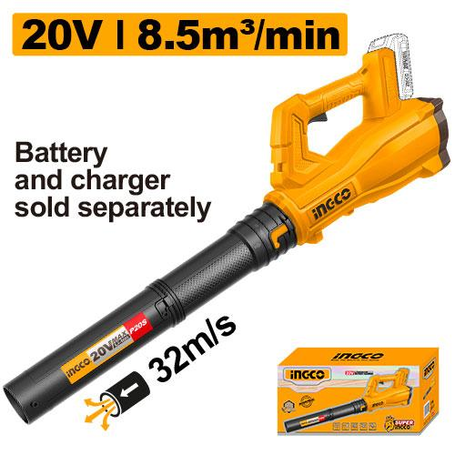 INGCO CABLI20323 20V Cordless Blower 8.5m3/min 115km/h with Color Box Battery Sold Separately