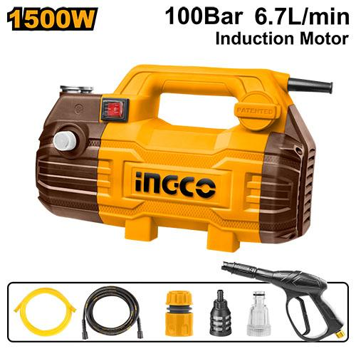 INGCO HPWR15028 1500W High Pressure Washer 100 Bar Induction Motor with 8m Hose and Accessories