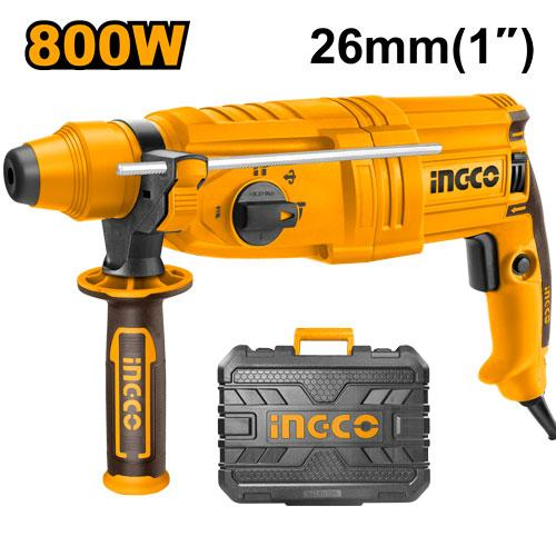 INGCO RGH9028 800W 26mm SDS Plus Rotary Hammer with Side Handle and BMC Case