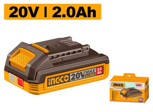 INGCO FBLI20011 20V Max 2.0Ah Li-Ion Battery Pack LED Power Indicator Fits All P20S Series Cordless Tools Color Box