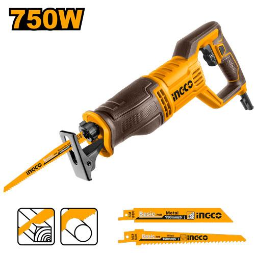 INGCO RS7508 750W Reciprocating Saw Variable Speed SDS Chuck with Metal and Wood Saw Blades
