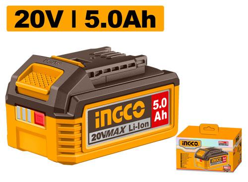 INGCO FBLI20031 20V Max 5.0Ah Li-Ion Battery Pack LED Power Indicator Fits All P20S Series Cordless Tools Color Box